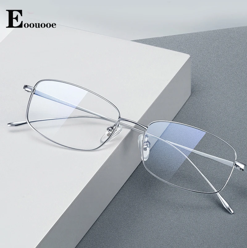 Men Glasses Frame Titanium Square Optical Eyewear Prescription Glasses Myopia hyperopia Reading Ultralight Glasses Silver Gold