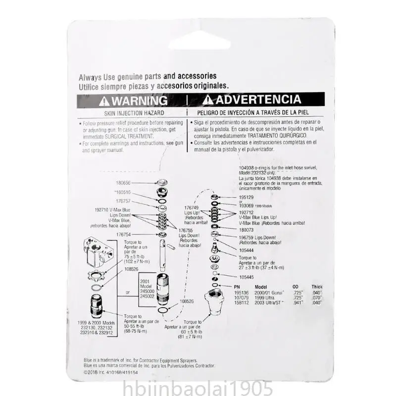E74E Repair Packing 244194 Fit For Sprayer 390 395 490 495 595 Spay Tool