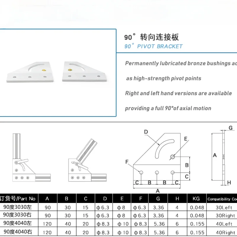 Aluminum Profile Angle Fixing Piece, Steering Connecting Plate, 90 Degree, 180 Degree, 3030, 4040