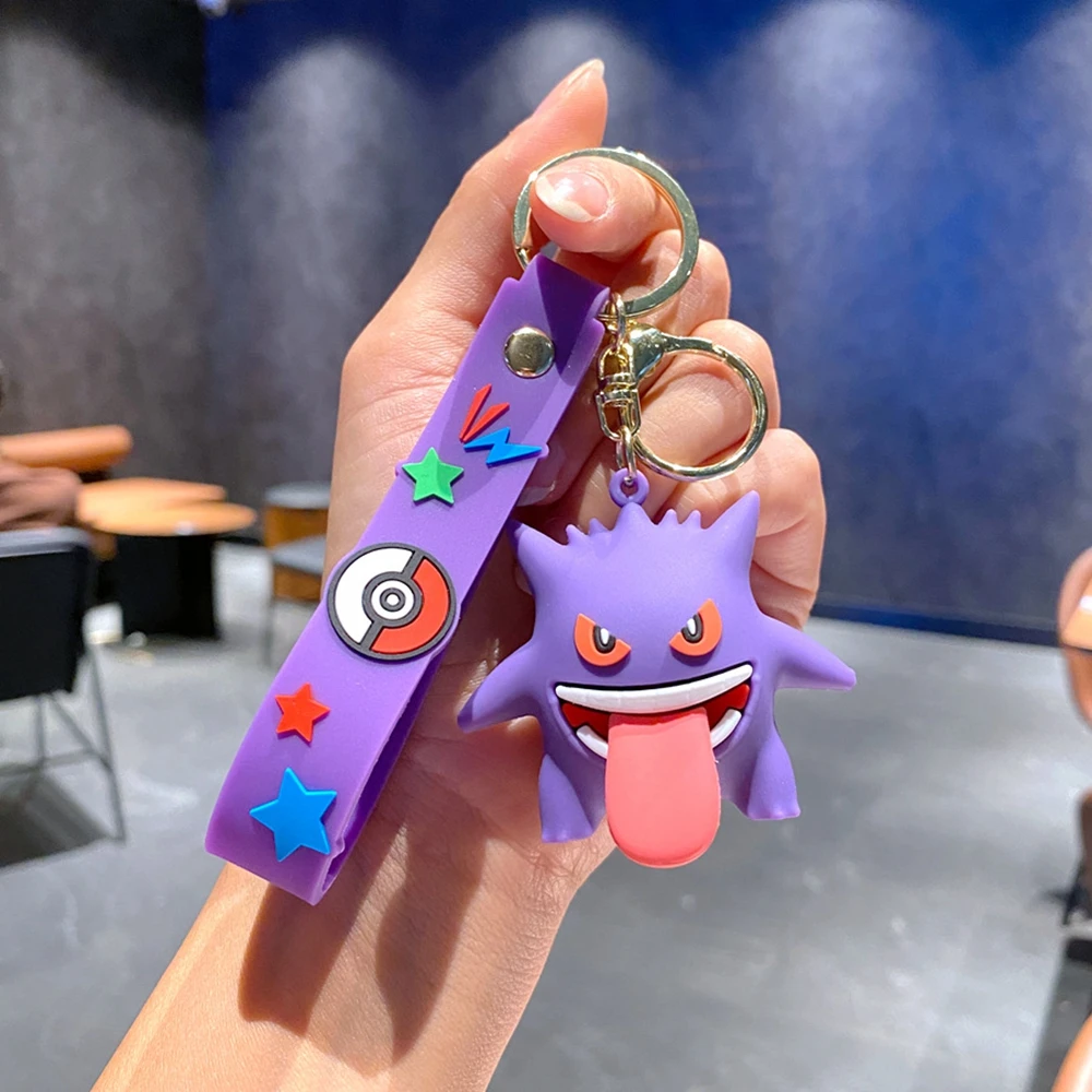 New Pokemon Anime Figures Keychain Pikachu Gengar Meowth Doll Car Bag Pendant Couple Wholesale Jewelry Desktop Kids Toys Gifts