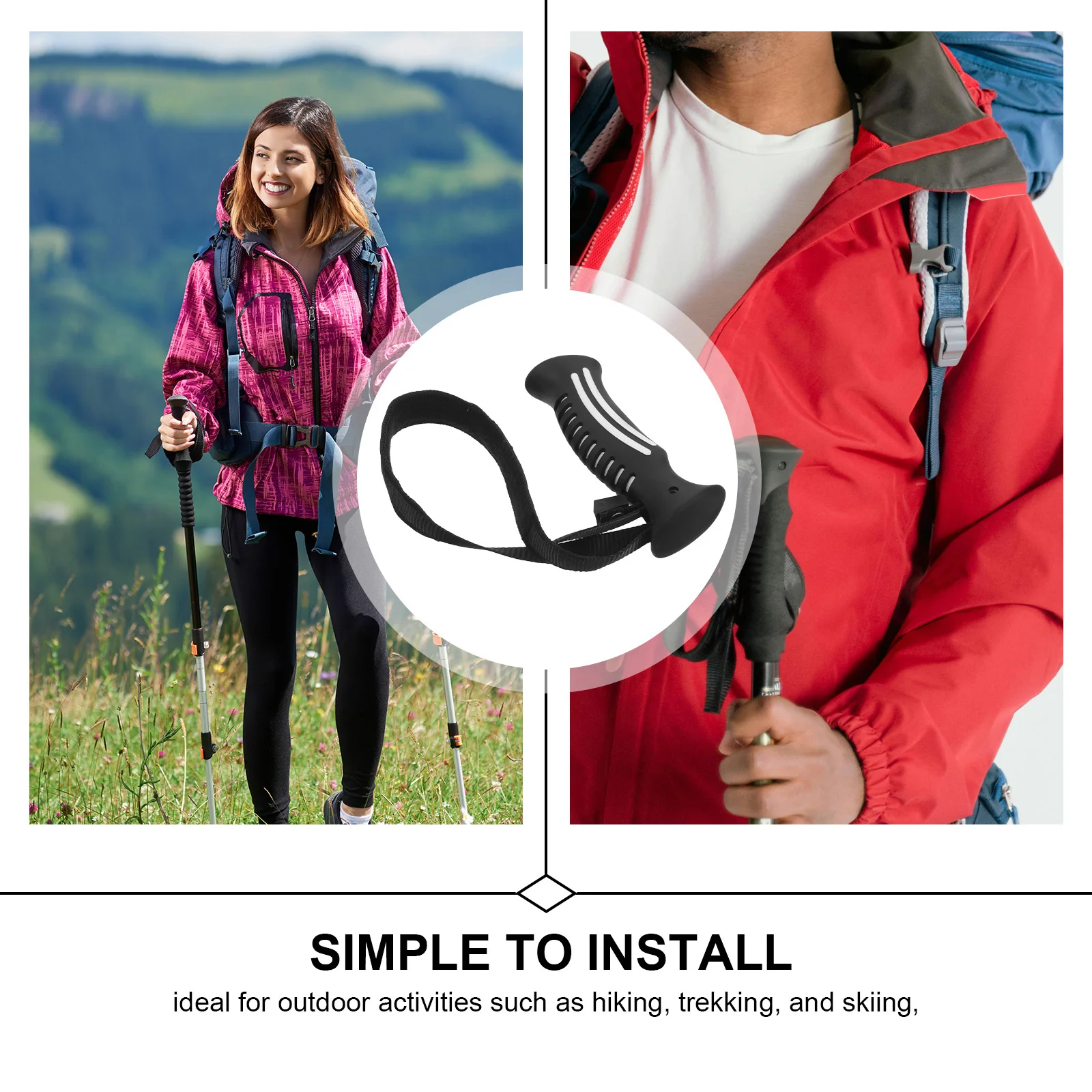 مقبض عمود الرحلات المريح المتين مع حزام معصم وقبضة مريحة للمشي لمسافات طويلة والتزلج والتسلق والأنشطة الخارجية