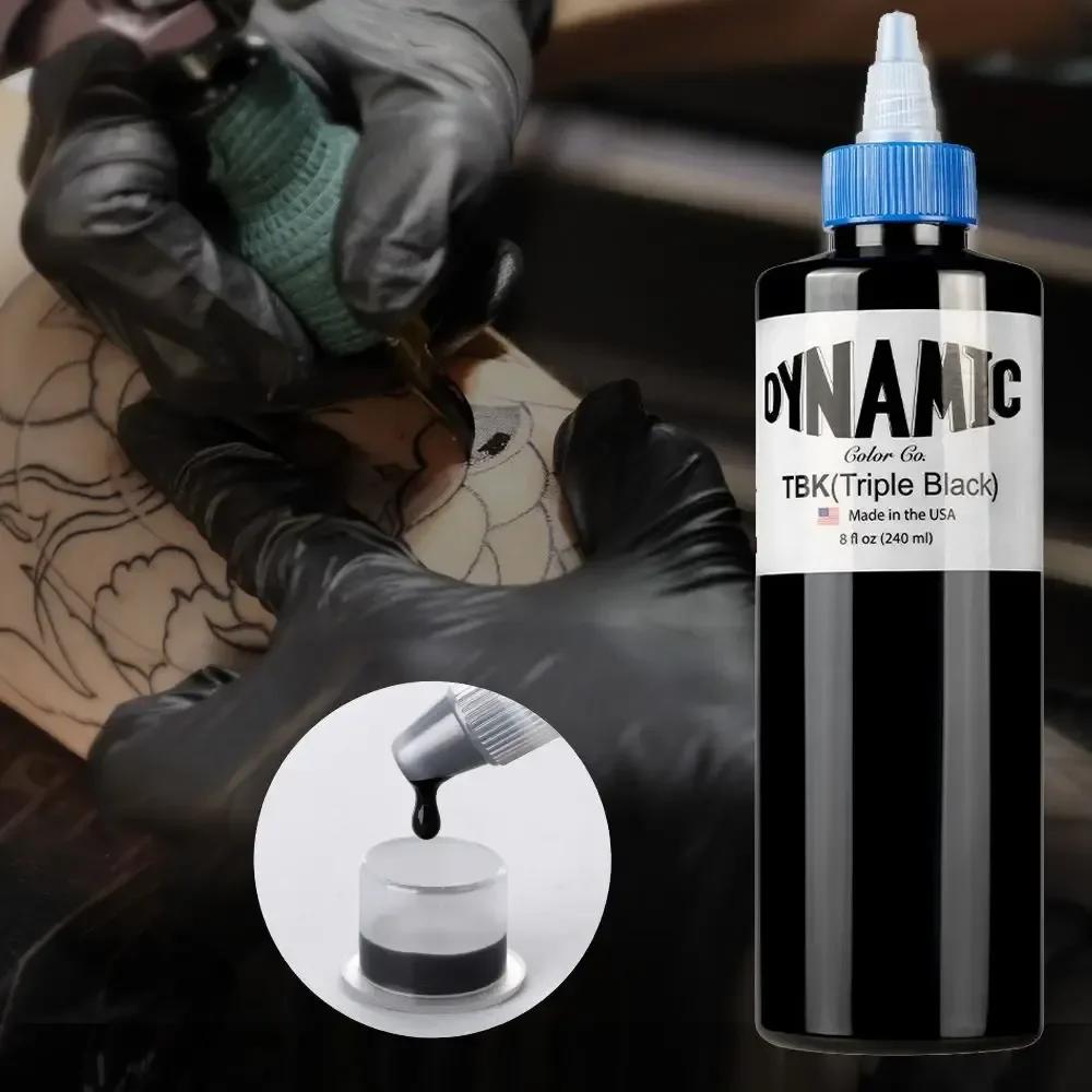 

240ML Black Tattoo Ink Pigment TBK BLK Dynamic Triple Black Ink Professional DIY Tattoo Pigment Permanent Body Art Pigment 8OZ