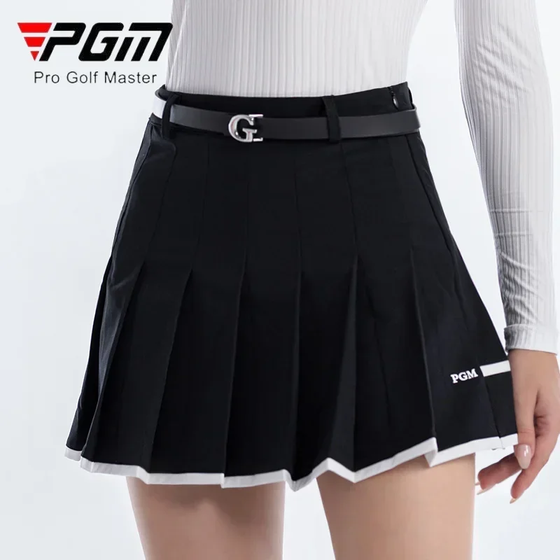 PGM Lady Patchwork Golf Skirt Women Pleated Sport Culottes Lady Slim A-line Golf Skirt Anti-light Casual Skort with Inner Short