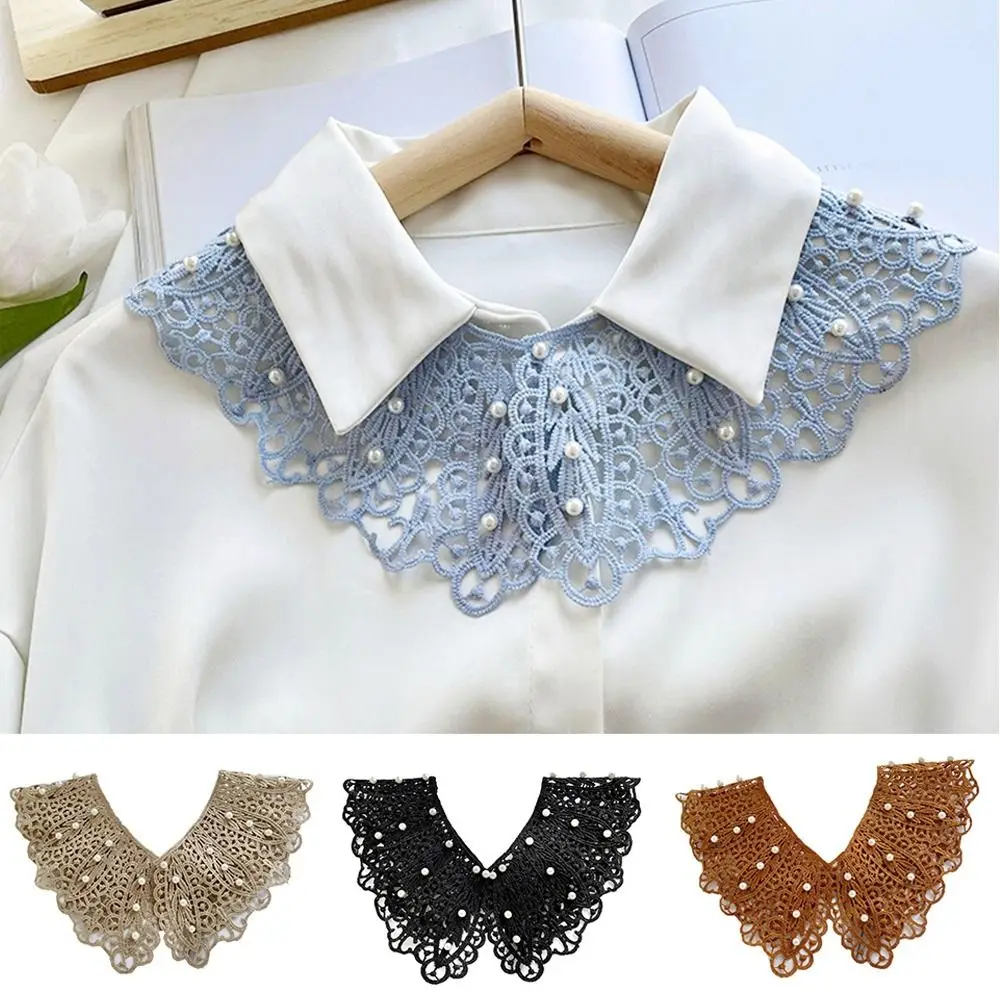 Sweet Doll Collar Lace Fake Collar Dress Decorative Shoulder Pearl Decoration Shirt Collar Detachable Cotton Shawl Sewing