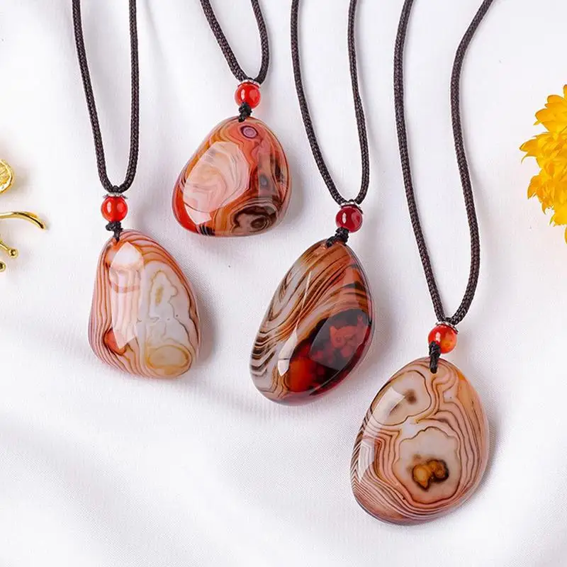 Natural Agates Pendant Crystal Tea Brown/black Healing Gemstone Necklace Natural Stone Pendant Charming Ladies Necklaces