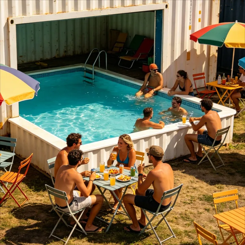 Customized Steel Frame Container Pool, Heavy Load Bearing Structure, Yard Inflatable Pool, Multiple Adults Can Use