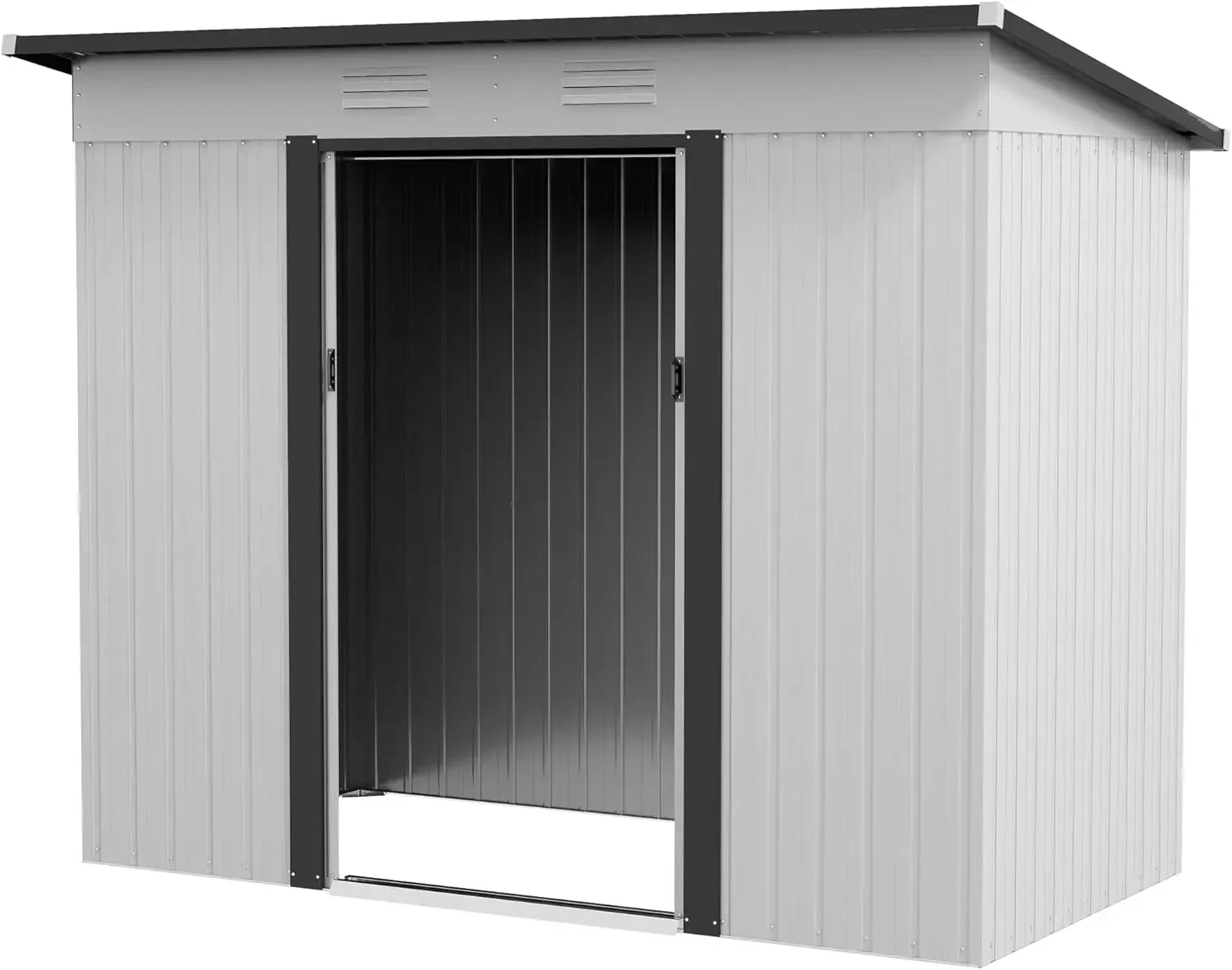 

Outsunny 8' X 4' Metal Lean To Garden Outdoor Storage Shed Tool House Double Sliding Doors 2 Air Vents Backyard Patio Lawn White