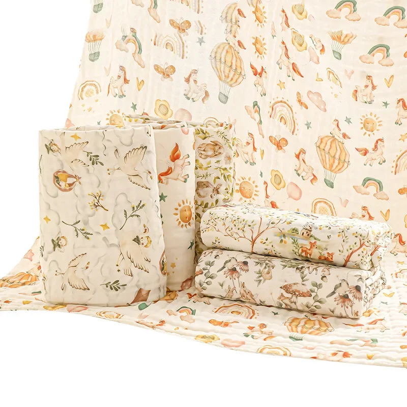 منشفة استحمام للأطفال برسوم كرتونية مطبوعة لحديثي الولادة، بطانية ناعمة ماصة على مستوى A، منشفة حمام من الشاش القطني الخالص، بطانية للأطفال #1