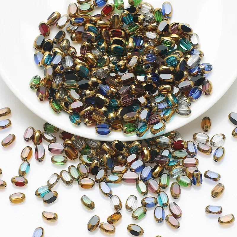 50 Stuks Rijstkorrels Austrian Kristal Kralen Vergulde Gouden Kleur Ovale Glazen Kralen Losse Spacer Kralen Voor Sieraden Maken Diy Armband