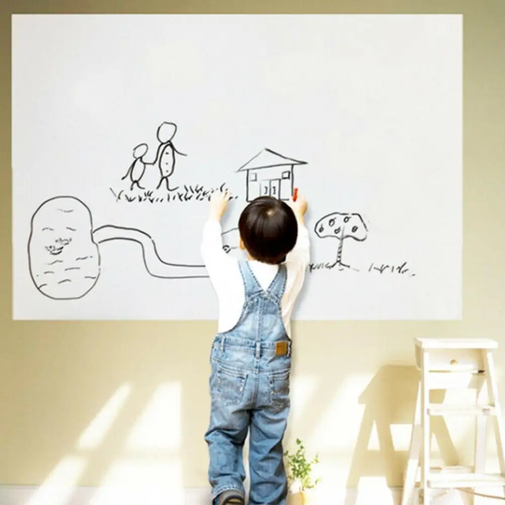 PVC Waterproof Whiteboard Sticker Non-Damaging Removable Children's Room Drawing Graffiti Wall Sticker With Pen 45*200cm