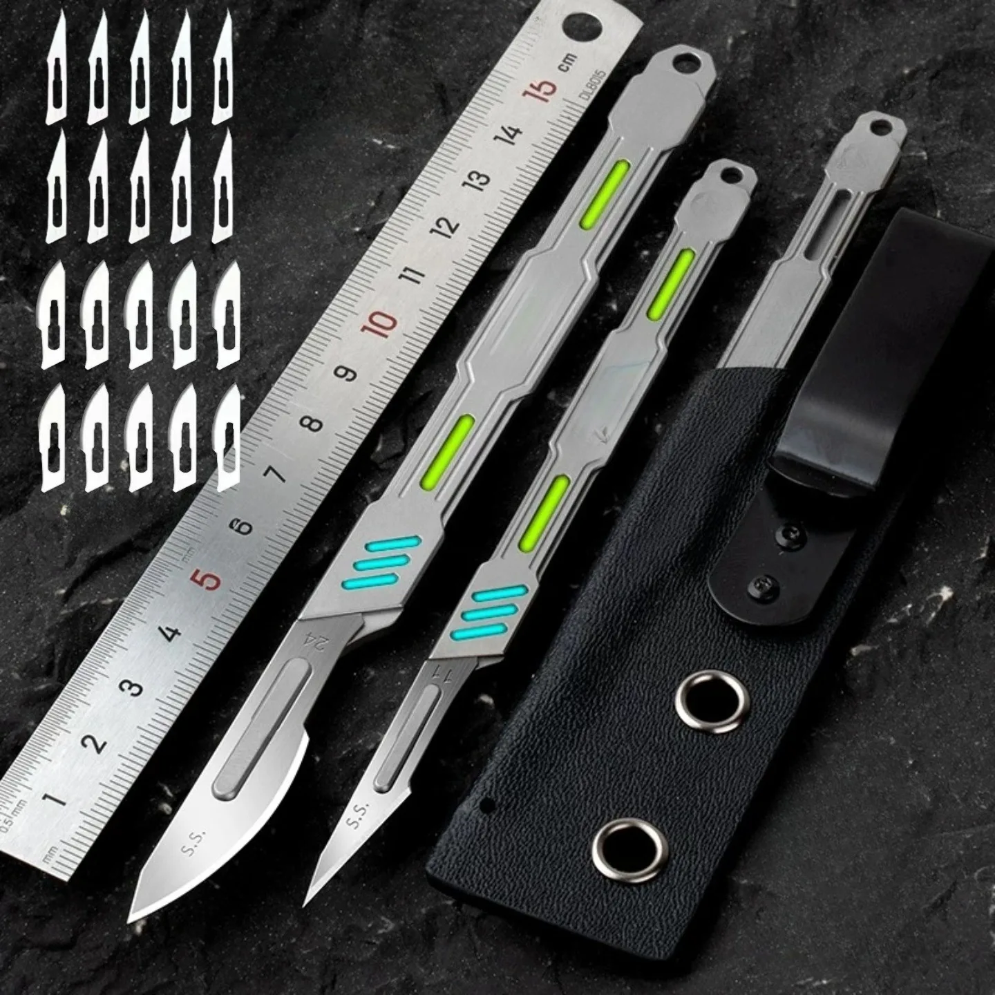 Titanium Alloy Integrated Handle Surgery 3/4 Straight Handle TC4 Thickened CNC 11 24 Art Knife Cutting Paper and Film