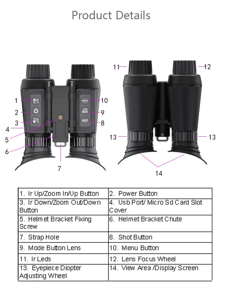 Night Vision Camera for Hunting HD 36MP 3D Binoculars Telescope 8X Digital Zoom 300M Infrared Night Vision for Hunting NV8300