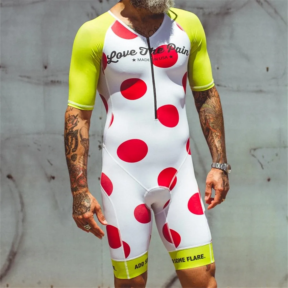 Love The Pain Men Triathlon Trisuit Cycling Jumpsuit Sets Skinsuit Maillot Ropa Ciclismo Bicycle Bike Clothes Cycling Areo Suit