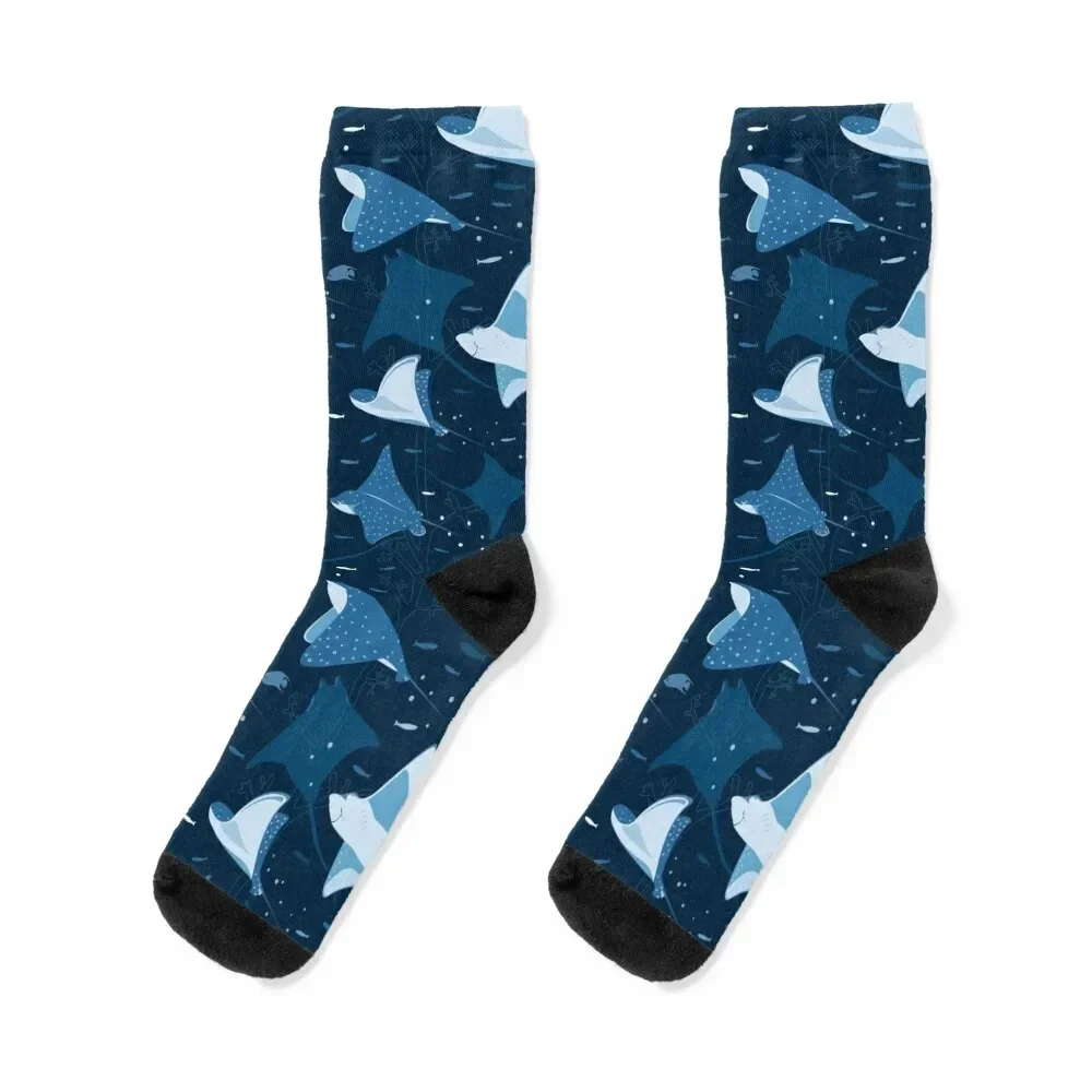 Flying stingrays blue Socks shoes christmas stocking Designer Man Socks Women's