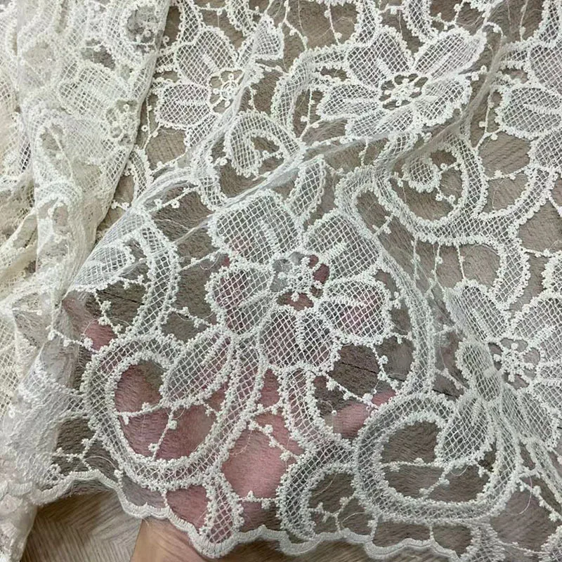 

100% cotton embroidered lace floral mesh fabric for wedding dresses, skirts, creative DIY handmade bags, and clothing