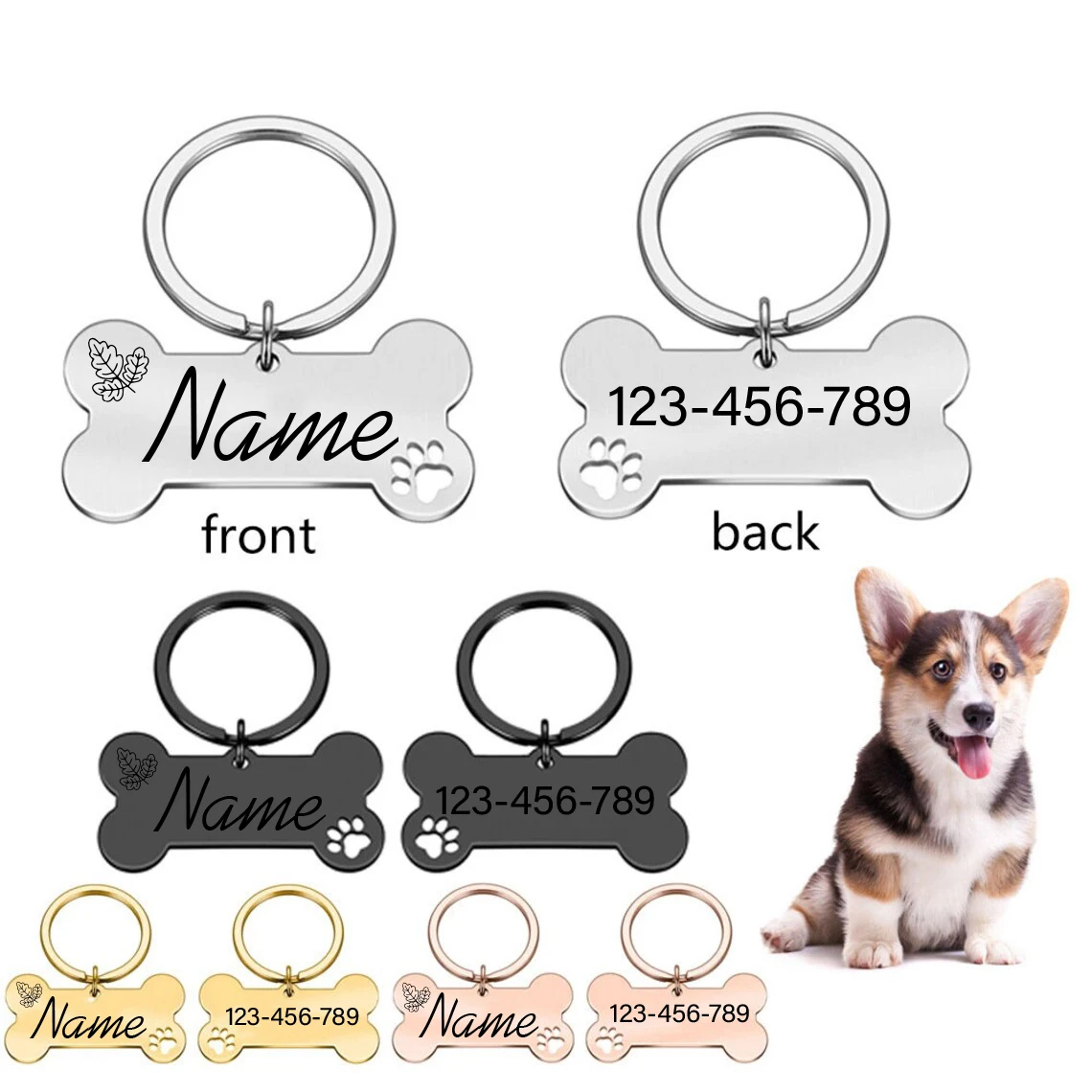 1 pc Practical Diy Dog Tag Laser Engraving Tags Pet ID Name Number Address For dog Pets