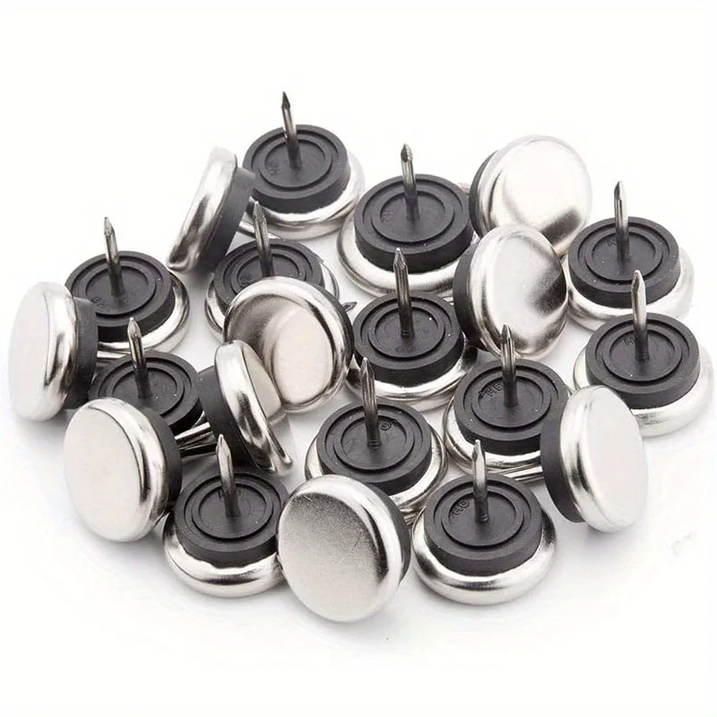 24pcs Heavy Duty Round Furniture Pads Nail-on Sliders Floor Protectors Glides for Chair Table Sofa Cabinet Legs