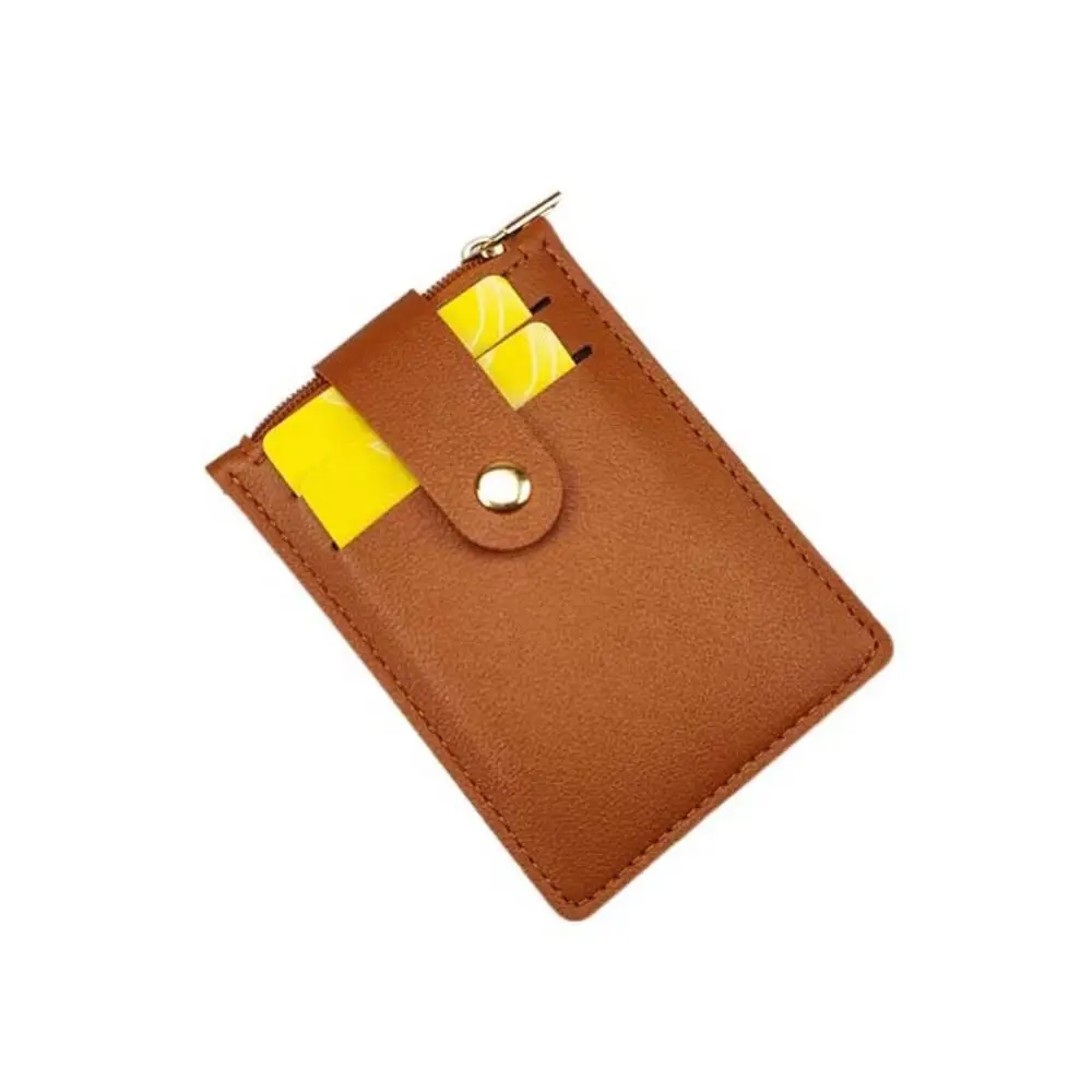 Zipper PU Leather Coin Purse Wallet Stripe Card Case ID Credit Card Holder Multi-position Korean Style Driver's License Case