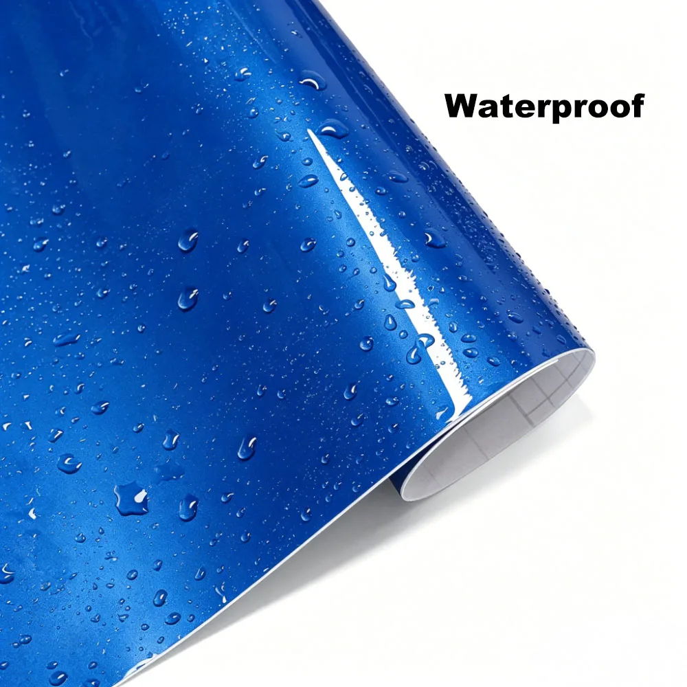Car Sticker Bright Dark Blue Car Film Covering Vinyl Wrap Air Bubble Free Film Car Accessories Exterior Interior Decoration