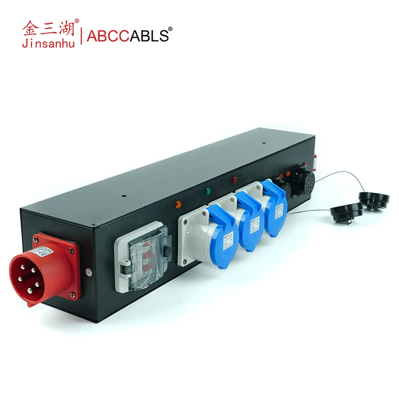 ABCCABLS 63A 3 Phase Distribution Box With Socapex 19 Pin And CEE Outlets 5 Sockets Stage Power Snake