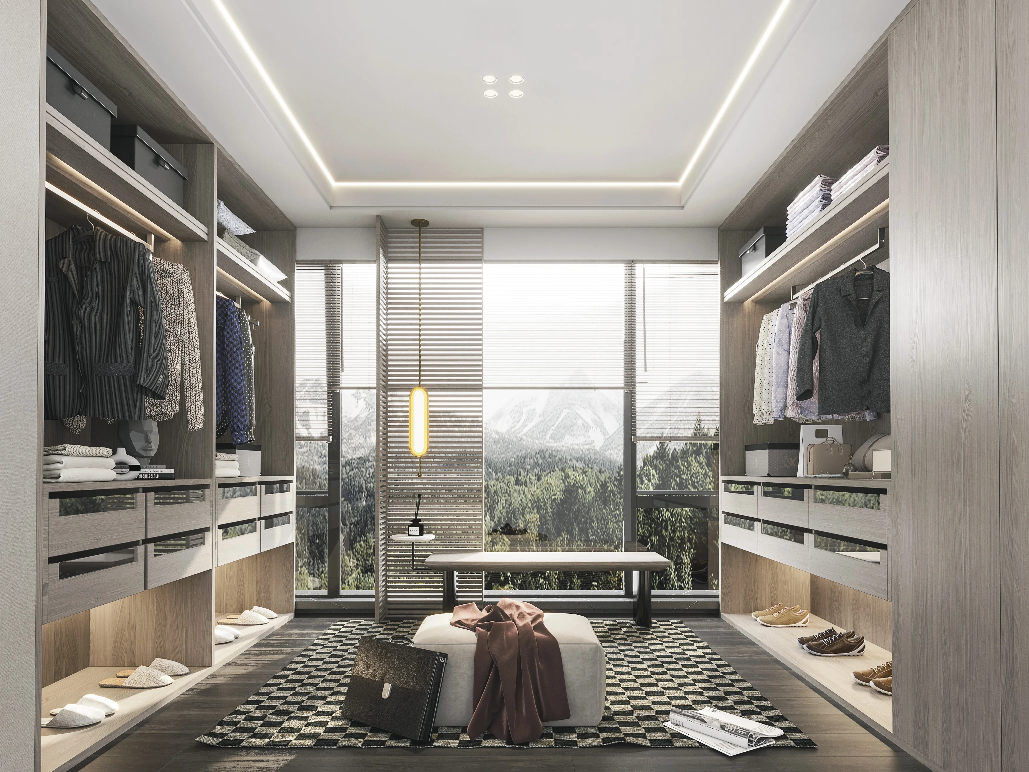 Simple Modern Walk in closet wardrobes with dressing table----Please contact for exact price