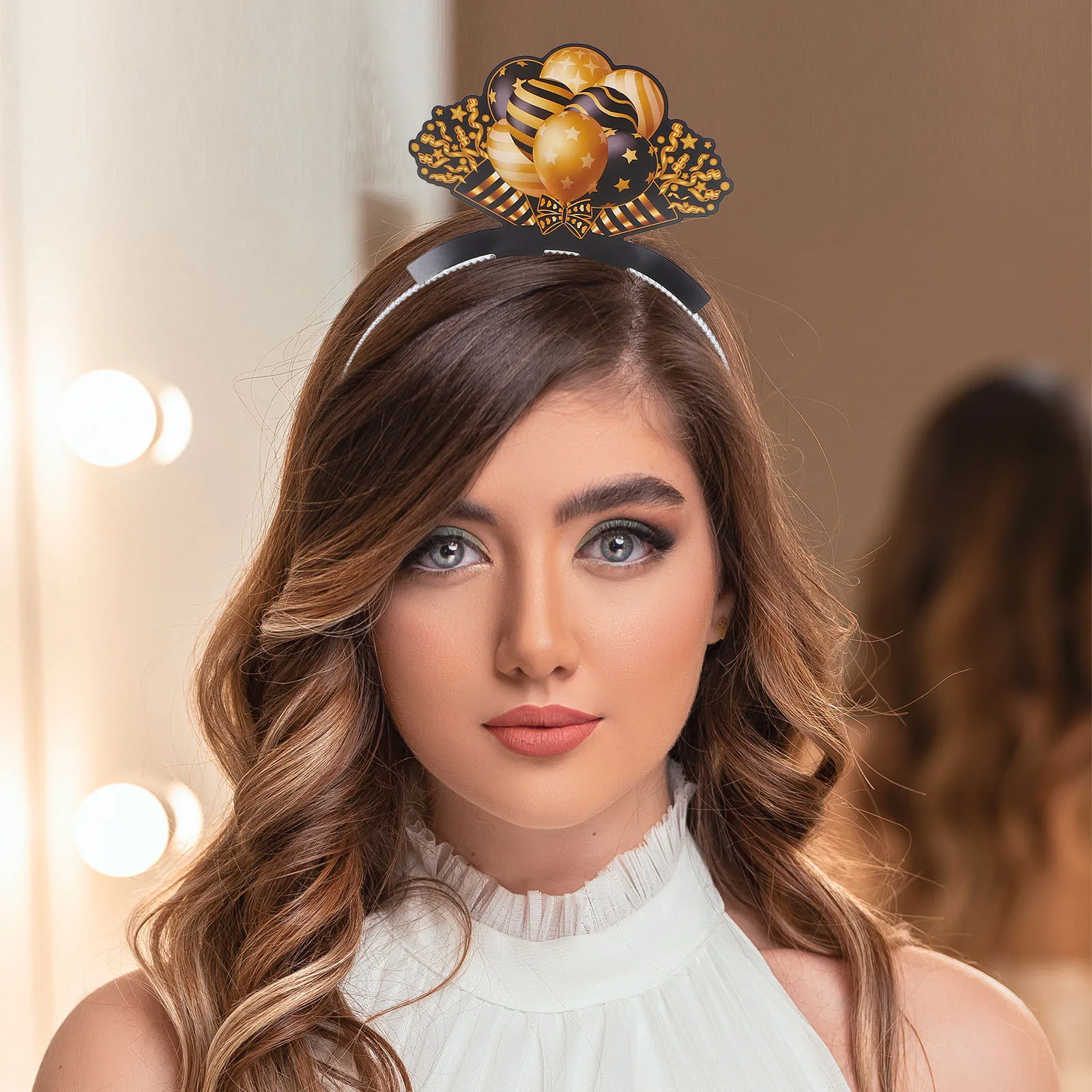 

6 шт. 2025 новогодние повязки на голову, креативные вечерние головные уборы, реквизит для фотобудки, женские аксессуары для волос, новогодние повязки на голову