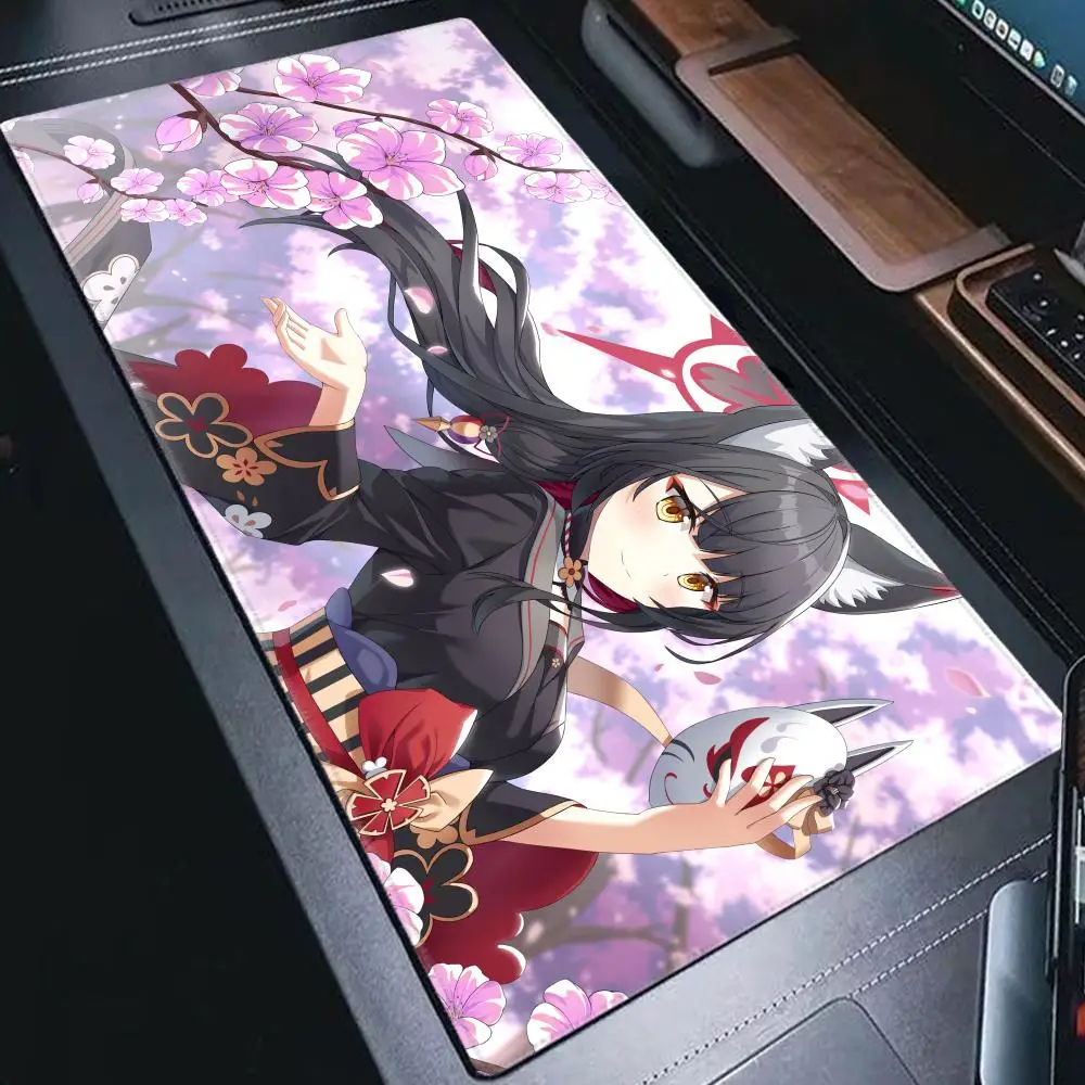 HYBXAXC K-Kosaka Wakamos Blue Archive Mousepad Computer Office Game Table Mats Rubber Anti-slip Gaming Keyboard Long Desk Pads