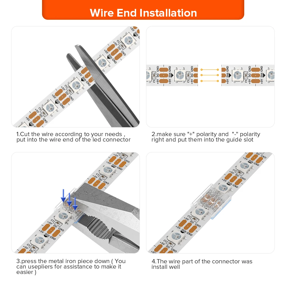 SK6812 WS2811 FCOB 12pcs Transparent Solderless Cover Connector 15cm Wire DIM CCT RGB WS2812B 5050 RGBW RGBCCT LED Strip 2-6 PIN