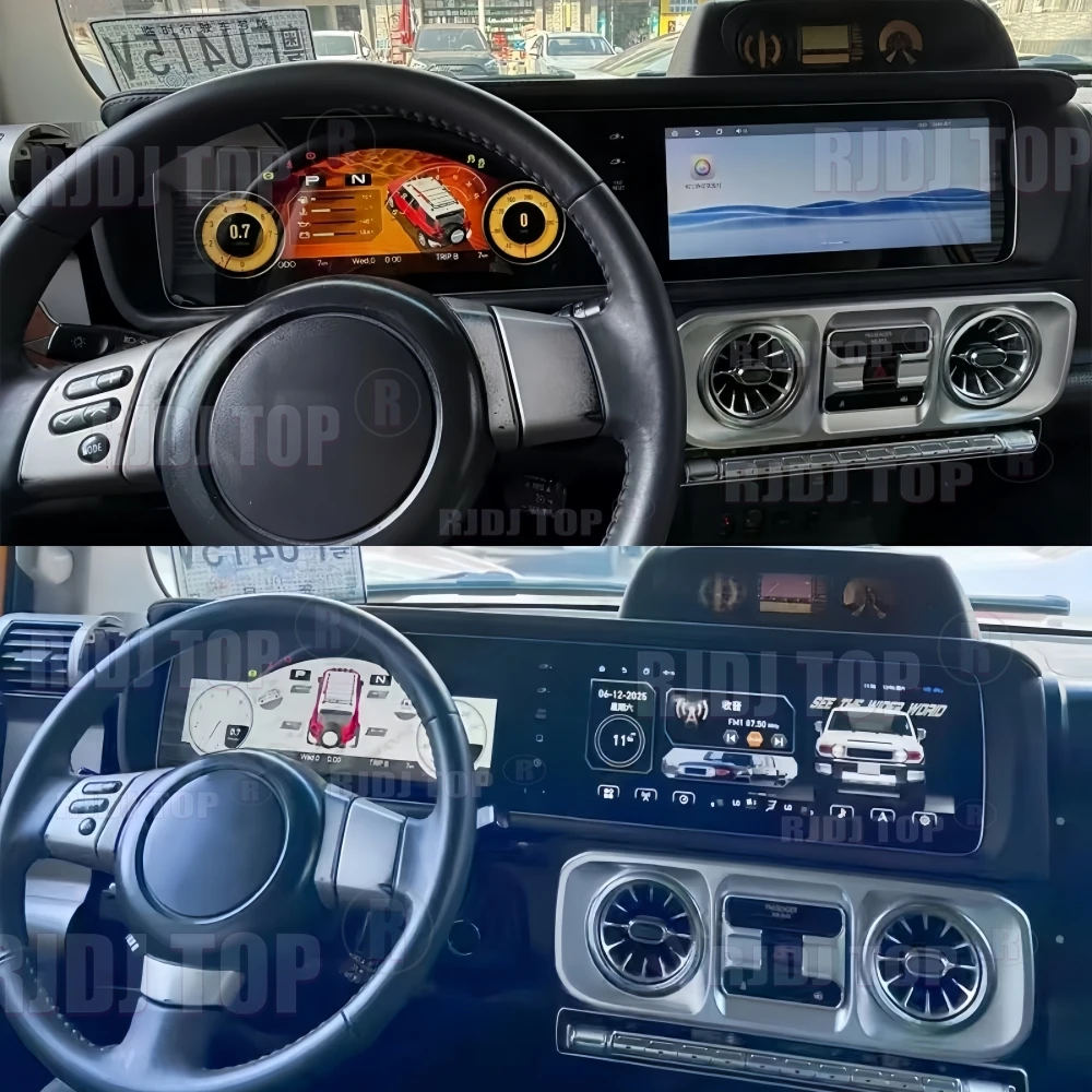 

24,6-дюймовый автомобильный мультимедийный центр для Toyota FJ Cruiser 2007-2022 с Android Auto, CarPlay, цифровой приборной панелью, двойным экраном, GPS-навигацией и DSP