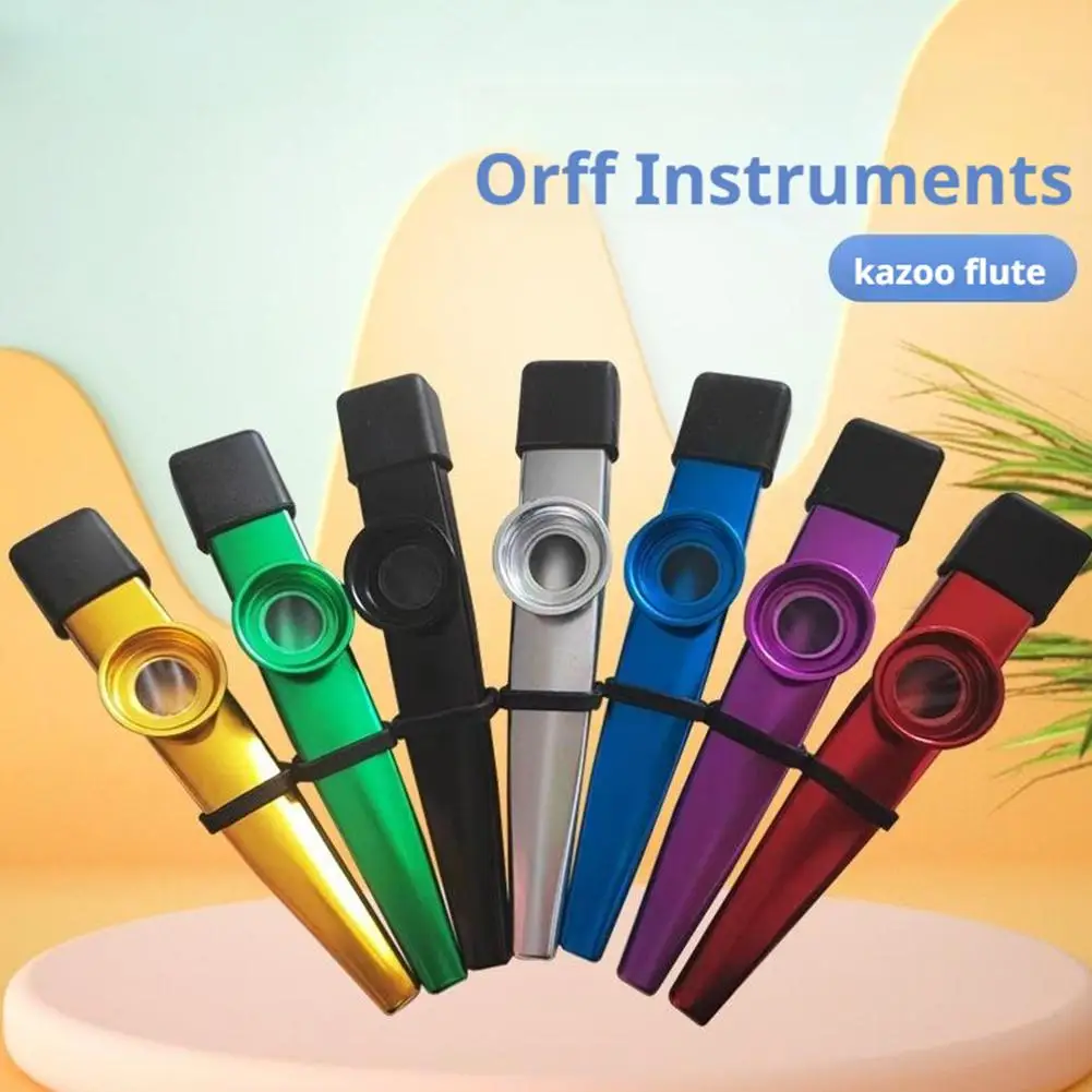 1 pz Mini Kazoo In Metallo Con 10 Diaframmi Cinghia Copertura Antipolvere Per Principianti Classe di Musica Del Capretto Facile Cambio di Tono Regalo Di Compleanno Portatile