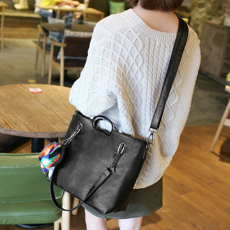 2025 Nieuwe Mode Echt Leer Vrouwen Handtassen Schapenvacht Draagtas Grote Capaciteit Dame Keten Schouder Messenger Bags