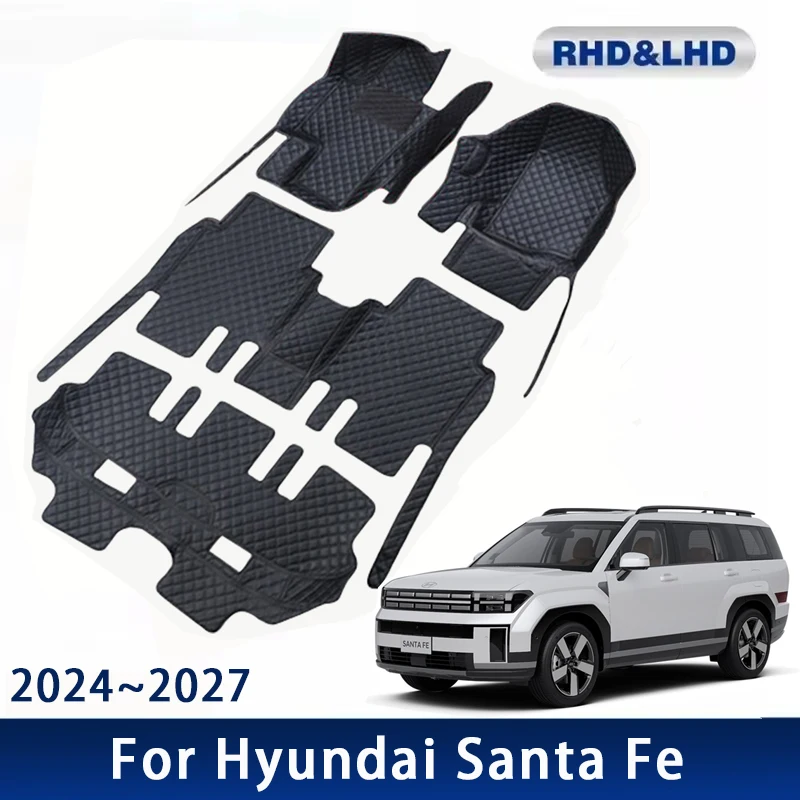

Автомобильные коврики для Hyundai Santa Fe MX5 2024 2025 2026 2027, водонепроницаемые автомобильные накладки, кожаный ковер, аксессуары для интерьера