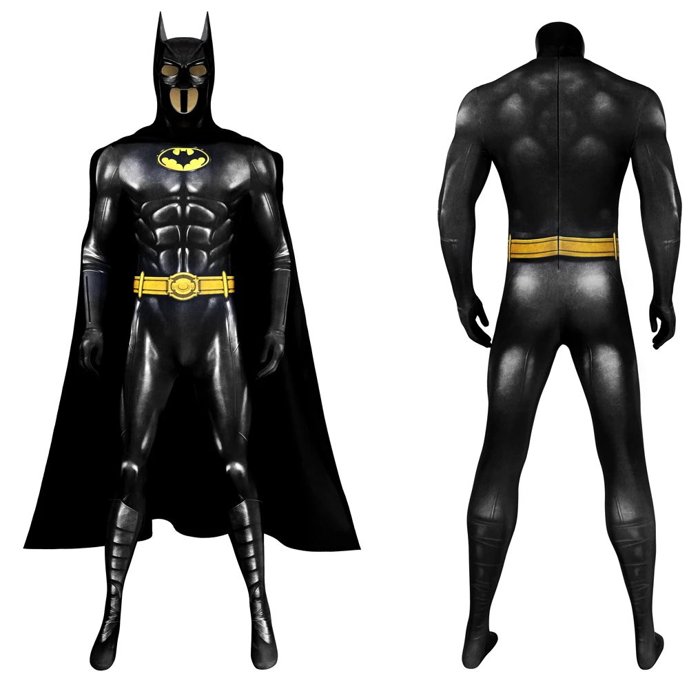 Fledermaus Cosplay Wayne Kostüm Film Superhelden Druck Bruce Bodysuit Maske Umhang Set Kampf Zentai Overall Halloween