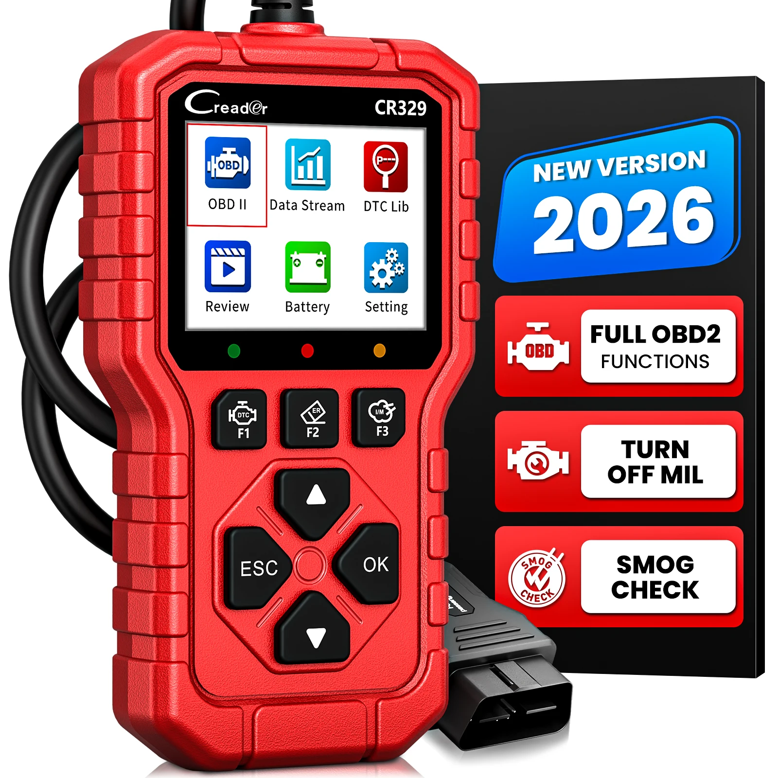 LAUNCH Creader 329 OBD2 Scanner Engine Code Reader Full OBDIl Diagnostic Tool withBattery Test Live Data I/M Readiness O2 Sensor