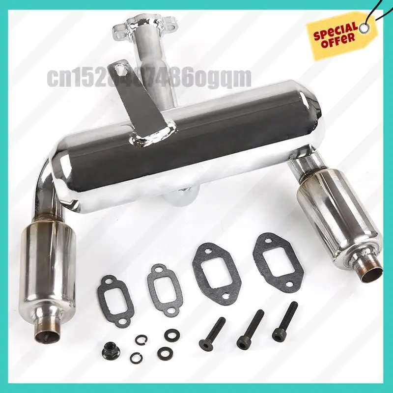 -ABJZ CNC 금속 2X 트윈 배기 파이프(머플러 포함) 1/5 HPI Rovan Baja 5B 5T 5SC RC