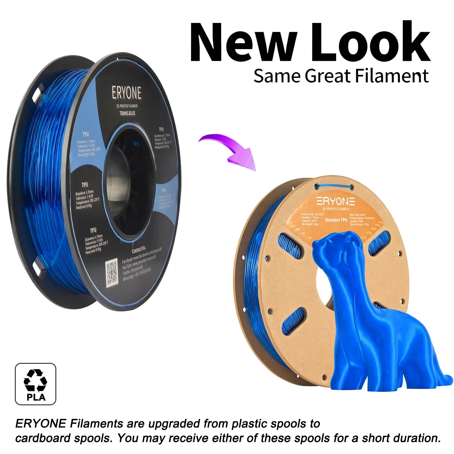 

ERYONE 5KG Promotion Flexible TPU Filament 1.75mm 3D Printing TPU Filament for 3D Printer,1 Spool, TPU 0.5KG/TPU-HS Spool(2.2