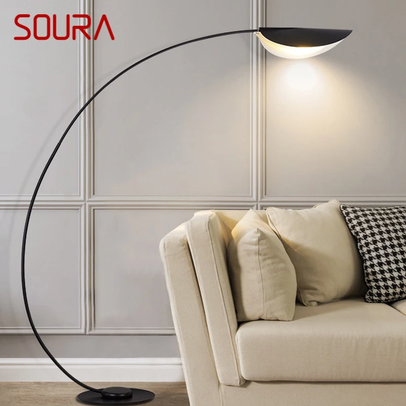 SOURA Black Fishing Floor Lamp Nordic Modern Family Living Room Beside The Sofa Creative LED Decorative Standing Light