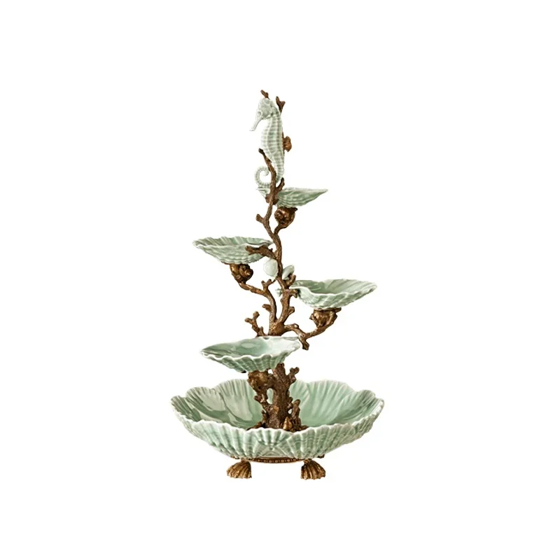 Living room multi-layer fruit plate, European luxury creative ceramic dried fruit plate 83-1283