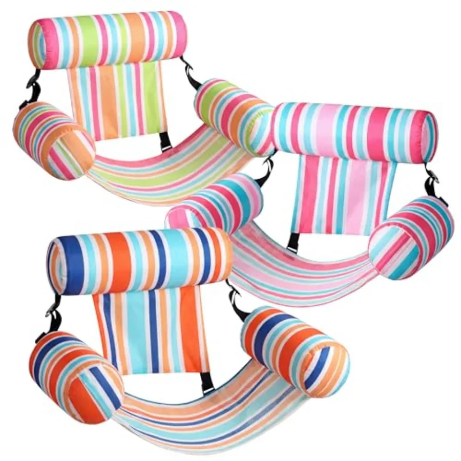 

Pool floats chairs for adults, inflatable lounge chairs in blue, durable PVC material, extra-thick design for comfort and stabi