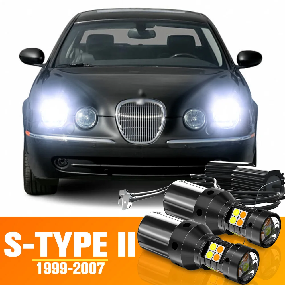 2pcs Dual Mode LED Turn Signal+Daytime Running Light DRL Accessories For Jaguar S-TYPE II 2 1999-2007 2000 2001 2002 2003 2004