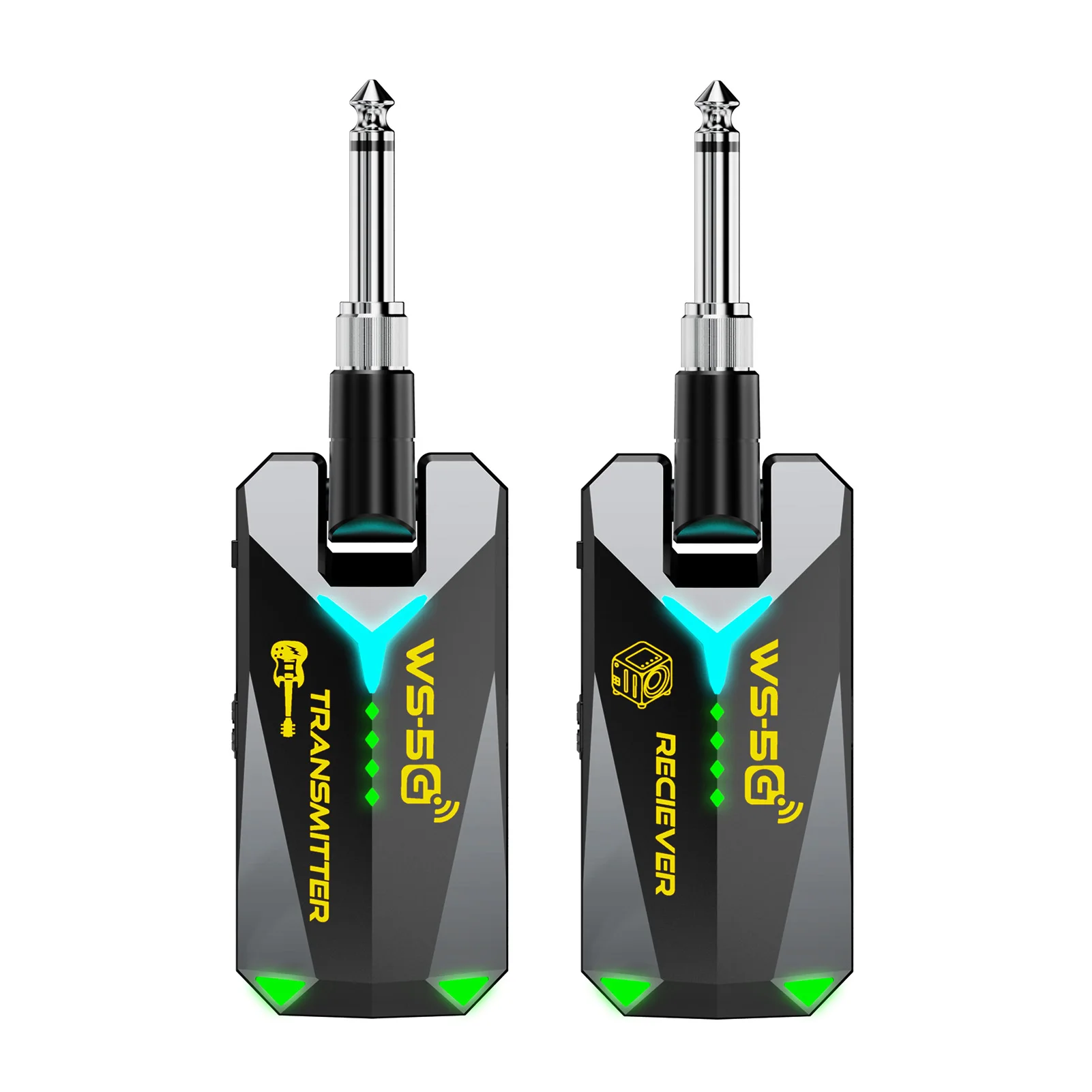 

5.8G Wireless Guitar System Sound Transmitter Receiver Studio Sound 50m Range 5.5ms Low Latency Rechargeable 210 Degree Rotatabl