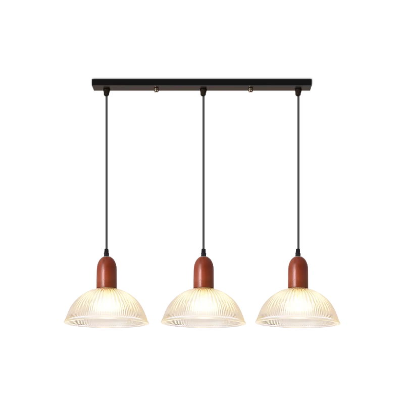 

Nordic retro simple dining room table light Nordic wood bar tea room glass small chandelier