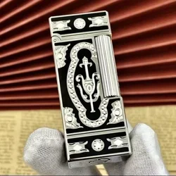 Memorial Metal Drawing Vertical Stripes Luxury Tobacco Lighters Ping Sound Natural Lacquer Cigarette Smoking Kerosene Lighters