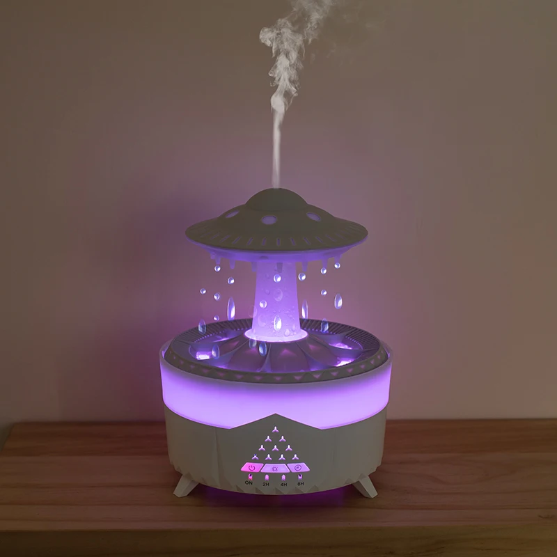 Rain Cloud Night Light-luchtbevochtiger met regenwaterdruppelgeluid en 7-kleuren led-licht etherische olie-diffuser aromatherapie