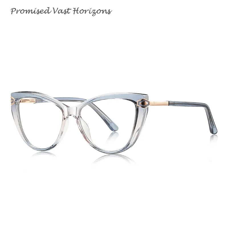 

TR90 Leopard Crystal Anti-blue Plano Lens South American Hot-selling Fashion Cat Eye New Women's Metal Decoration Eyewear Frames