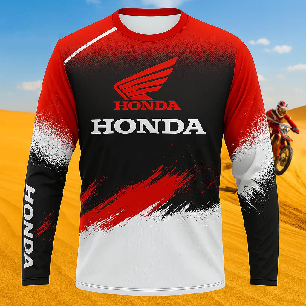 

2025 мужская и женская мотоциклетная футболка Speed Adventure Honda Riding с длинными рукавами, летняя быстросохнущая футболка с длинными рукавами