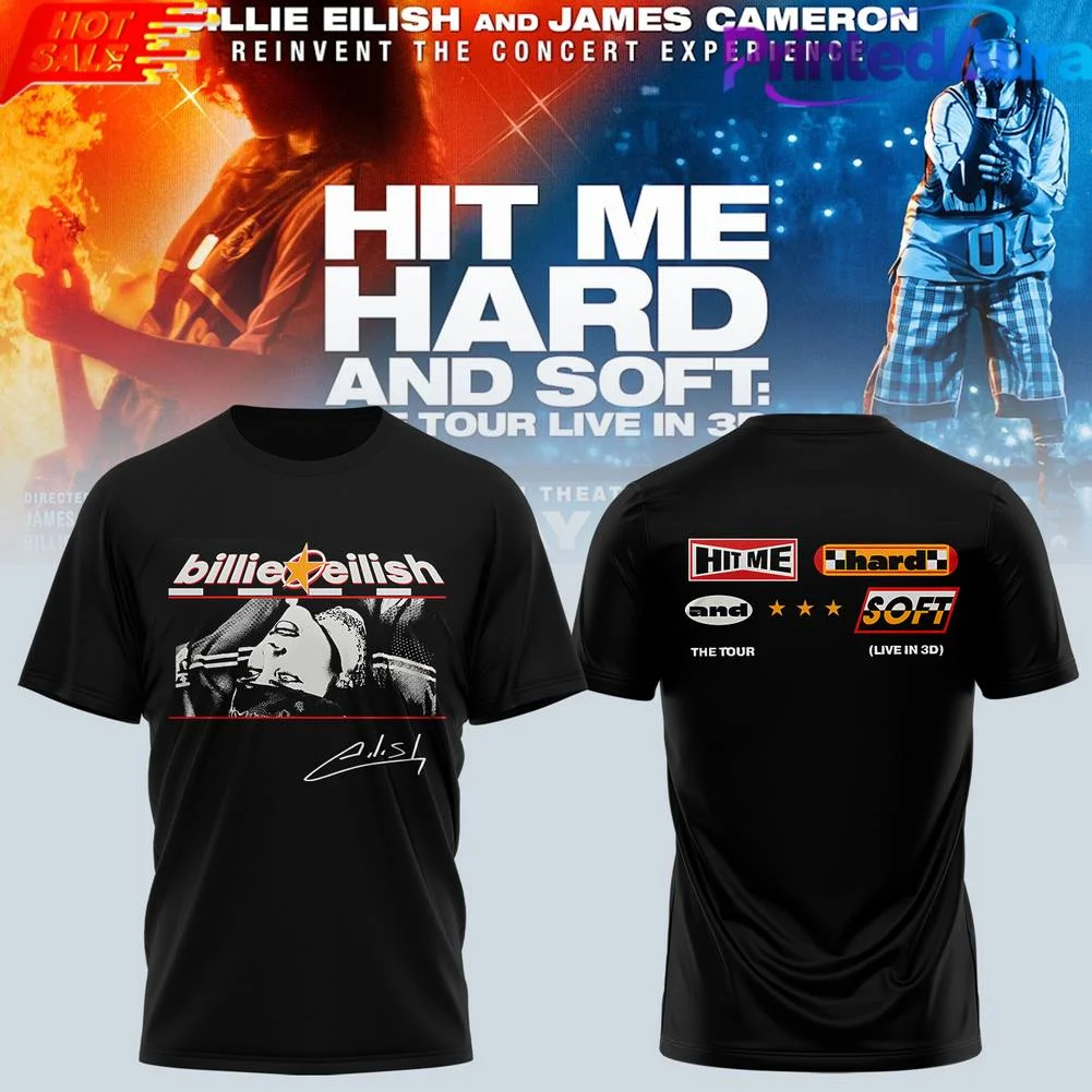 2026 Billie Eilish Hit Me Soft and Hard Tour Printed T-shirt Pattern Men's and Women's Popular Short Sleeve T-shirt Y2k
