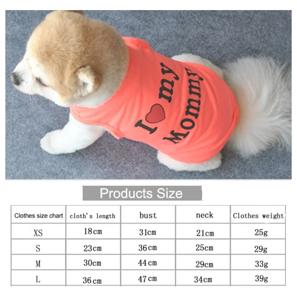 Fashion Pet Dog Clothes Small Dogs Clothing Pet Vest Puppy Dog Tshirt Love Mommy & Love Daddy Printed Cotton Pets Clothing