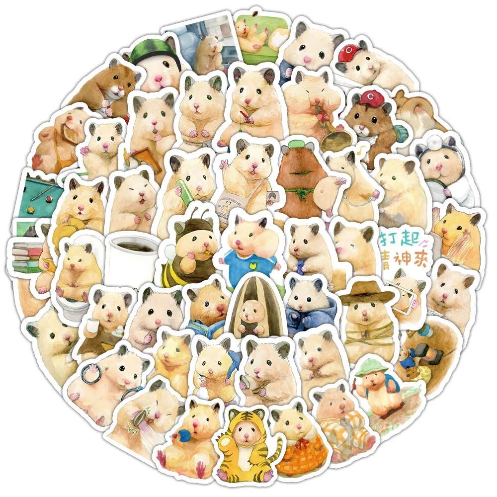 10/30/50/100pcs Super Cute Hamster Cartoon Stickers Kawaii Animal Graffiti Kids Sticker Toy DIY Phone Guitar Water Bottle Decals