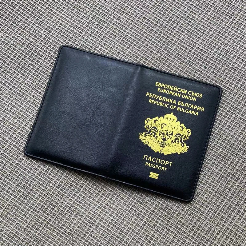 Cộng Hòa Bulgaria Da Hộ Chiếu Passport Cover Đỏ/Đen Da Pu Passeport Giá Đỡ Nữ Ví Du Lịch Dành Cho Hộ Chiếu